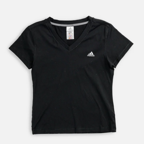 Adidas Black V-Neck Tee with Logo